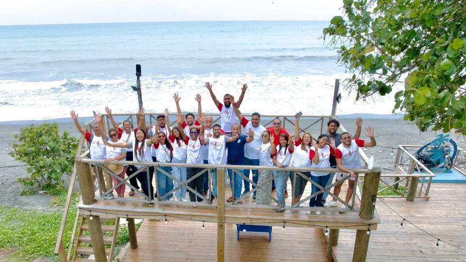 Church family at a seaside retreat