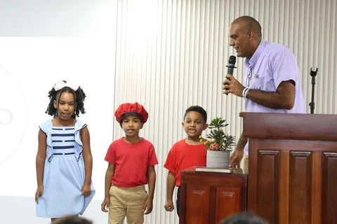 Children taking part in the service